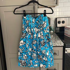 Strapless Fish Printed Dress